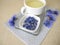 Herbal tea with dried blue cornflower