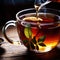 Herbal tea, fresh brewed herbal drink with asian tea leaves