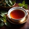 Herbal tea, fresh brewed herbal drink with asian tea leaves