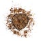 Herbal Tea Pile in the shape of a heart On A White Background. Mint, Lemongrass, cornflower, Rose Petals. Top view