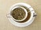 Herbal tea in tea strainer