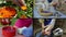 Herbalist woman health care. Video clips collage.