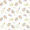 Herbals, glovers and clippers watercolor seamless pattern on white background