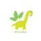 Herbivore dinosaur and fern leaves. Vector illustration.