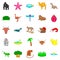 Herbivore icons set, cartoon style