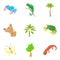 Herbivore icons set, cartoon style