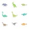 Herbivorous dinosaurs icons set, cartoon style