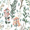 Herbs, brunch, flowers pattern vector