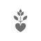 Herbs for the heart, herbal medicine grey icon.
