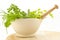 Herbs Pestle and Mortar Closeup