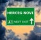 HERCEG NOVI road sign against clear blue sky