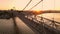 Hercilio luz cable bridge at sunset in Florianopolis, Brazil. Aerial view