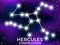 Hercules constellation. Starry night sky. Cluster of stars and galaxies. Deep space. Vector