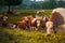 Herd of cows on pasture in region chiemgau, Bavaria