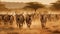 A herd of eland running across the savannah created with Generative AI