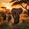 A herd of elephants wandering through the savannah