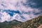 herd of sheep grazing on pasture in scenic mountains, Indian Himalayas,