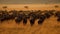 A herd of wildebeest migrating across the savannah created with Generative AI