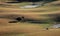 A herdsman of horse in autumn prairie