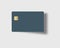 Here is a blank blue credit or debit card with a golden EMV chip.