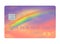 Here is a credit card that has a rainbow design and colors and is to be used on a rainy day