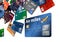 Here is a large grouping of credit cards that appear to be floating or flying.