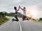 Heres to smashing many more of our fitness goals together. a sporty young couple high fiving each other while exercising