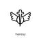 heresy icon. Trendy modern flat linear vector heresy icon on white background from thin line Religion collection