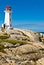 Heritage lighthouse on a beach.