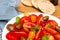 Heritage tomatoe salad with flat breads