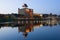 Herman Castle with reflection, October twilight. Narva, Estonia