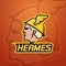 Hermes Abstract Vector Team Logo, Emblem or Sign. Ancient Greek Mythology Trade, Wealth and Agility God. Sport Logotype