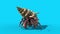 Hermit Crab Paguro Walkcycle Front Blue Screen 3D Rendering Animation