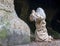 Hermit praying in the cave