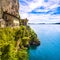 Hermitage or Eremo of Santa Caterina del Sasso monastery. Maggiore lake, Lombardy Italy