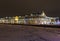 Hermitage museum Winter Palace ice with hummocks in the foreground at night, St. Petersburg, Russia