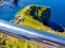 Hermitage of San Juan de Gaztelugatxe at the top of the island of Gaztelugatxe. Vizcaya, Basque Country (Spain). Chromed railing