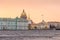 Hermitage, St. Isaac`s Cathedral, the Admiralty Saint Petersburg in the winter floods