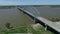 Hernando de Soto Bridge in Memphis Mississippi River, Trafic in Background. Arkansas and Tennessee Line X