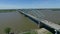 Hernando de Soto Bridge in Memphis Mississippi River, Trafic in Background. Arkansas and Tennessee Line XI