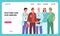 Hero doctors banner. Thank you nurses and doctors landing page mockup, hospital medical stuff support team web banner