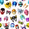 Hero mask vector superhero masque and masking face cartoon character illustration set of powerful masked symbol isolated