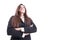 Hero shot of smiling business woman standing with arms crossed