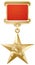 Hero of Socialist Labour Gold Star Sickle and Hammer medal realistic vector illustration