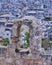 Herodion theater on Athens cityscape background