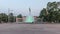 The heroes monument of the red army in schwarzenbergplatz day to night timelapse at night with colorful light fountain