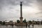 Heroes square in Budapest, cloudy rain day