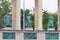 Heroes Square, Hosok tere, statues of Coloman, Andrew II and BÃ©la IV of Hungary, detail of left colonnade, Budapest