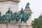 Heroes Square, statue complex by Zala Gyorgy, detail of Millennium Monument to Seven chieftains of the Magyars, Budapest