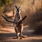 A heroic kangaroo with a boomerang shield, defending the outback from danger2